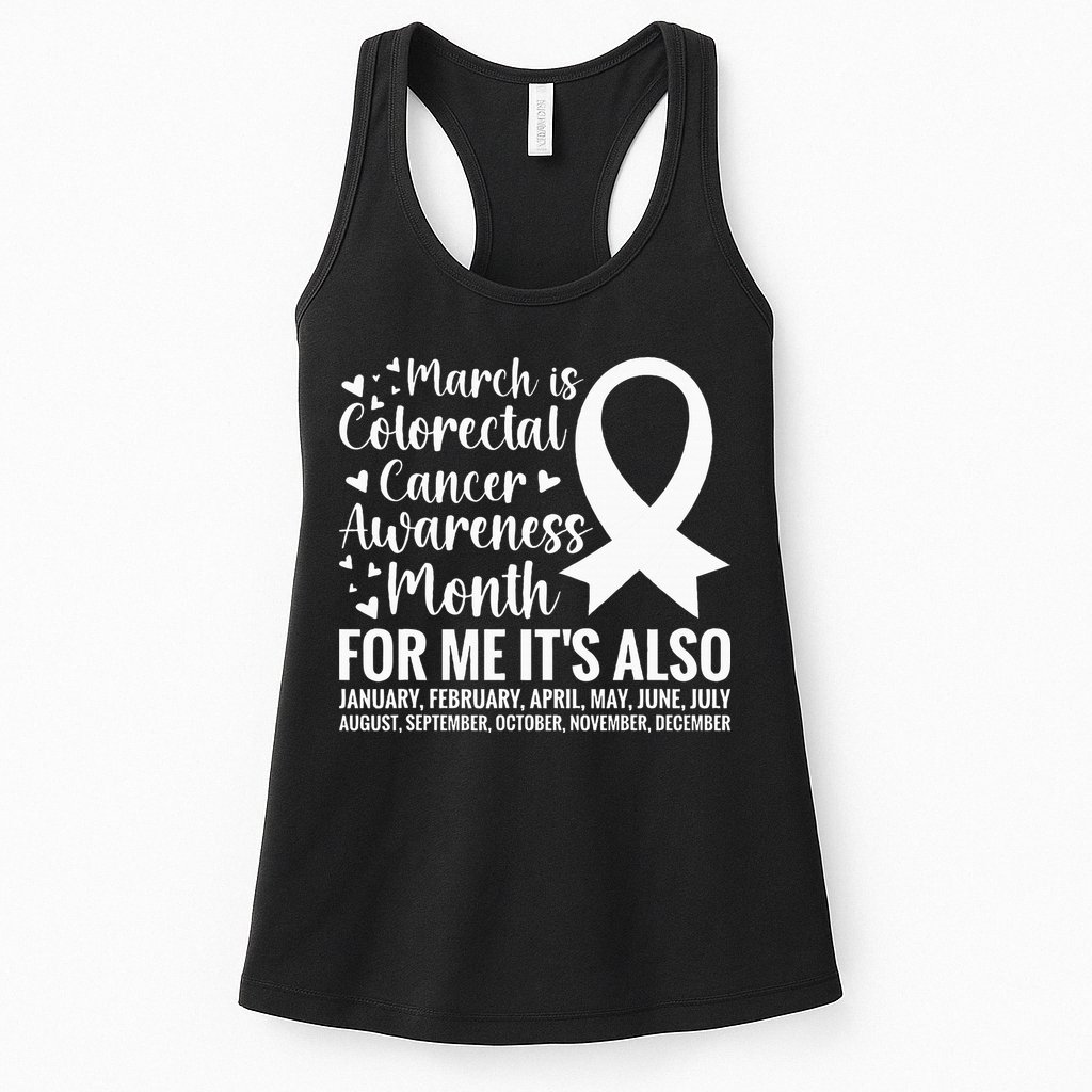 Colorectal Cancer Awareness Month Colon Cancer Survivor Womens Tank Top