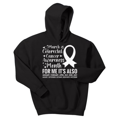 Colorectal Cancer Awareness Month Colon Cancer Survivor Kids Hoodie