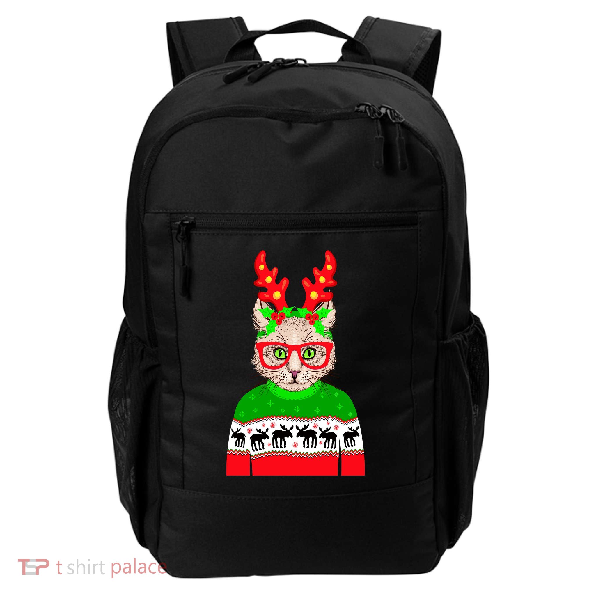 Funny Hipster Christmas Party Cat Daily Commute Backpack