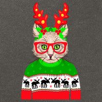 Funny Hipster Christmas Party Cat Cotton Canvas Backpack