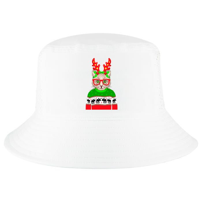 Funny Hipster Christmas Party Cat Cool Comfort Performance Bucket Hat