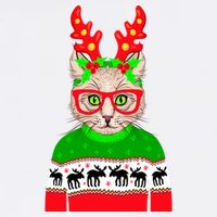 Funny Hipster Christmas Party Cat Apron