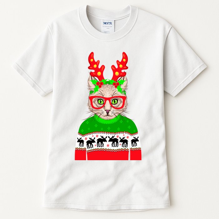 Funny Hipster Christmas Party Cat Tall T-Shirt