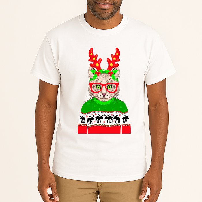 Funny Hipster Christmas Party Cat Tall T-Shirt