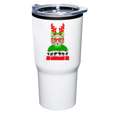 Funny Hipster Christmas Party Cat Tumbler
