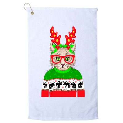 Funny Hipster Christmas Party Cat Golf Towel