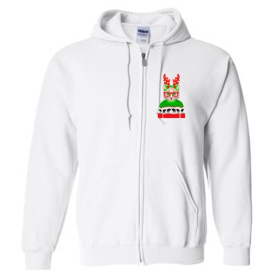 Funny Hipster Christmas Party Cat Full Zip Hoodie