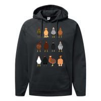 Cute Chicken Breeds Funny Chicken Performance Fleece Hoodie