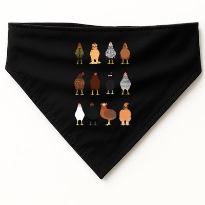 Cute Chicken Breeds Funny Chicken USA-Made Doggie Bandana