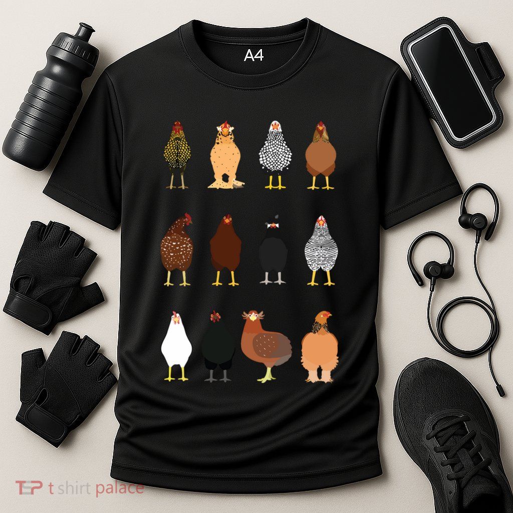 Cute Chicken Breeds Funny Chicken Performance Shirt