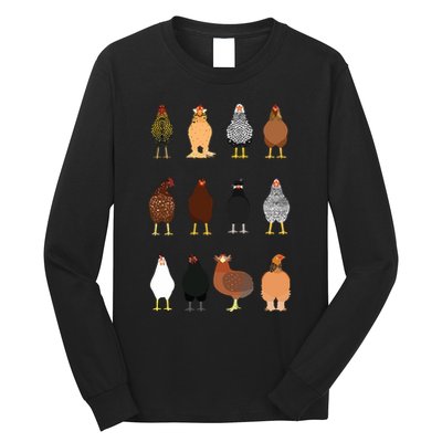 Cute Chicken Breeds Funny Chicken Long Sleeve Shirt
