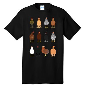 Cute Chicken Breeds Funny Chicken Tall T-Shirt