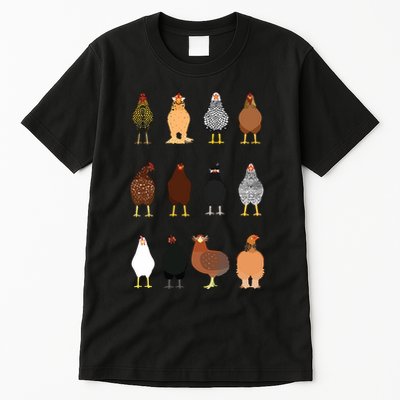 Cute Chicken Breeds Funny Chicken Tall T-Shirt