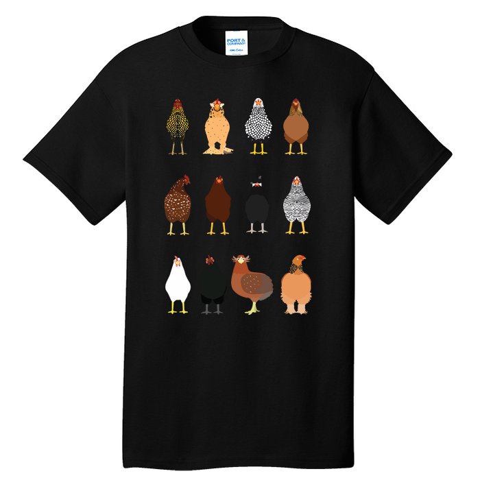 Cute Chicken Breeds Funny Chicken Tall T-Shirt