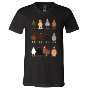 Cute Chicken Breeds Funny Chicken V-Neck T-Shirt