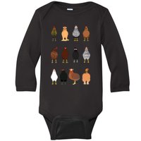 Cute Chicken Breeds Funny Chicken Baby Long Sleeve Bodysuit