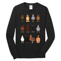 Cute Chicken Breeds Funny Chicken Tall Long Sleeve T-Shirt