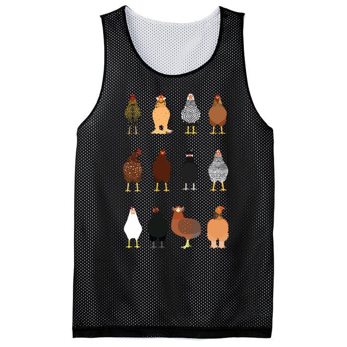 Cute Chicken Breeds Funny Chicken Mesh Reversible Basketball Jersey Tank