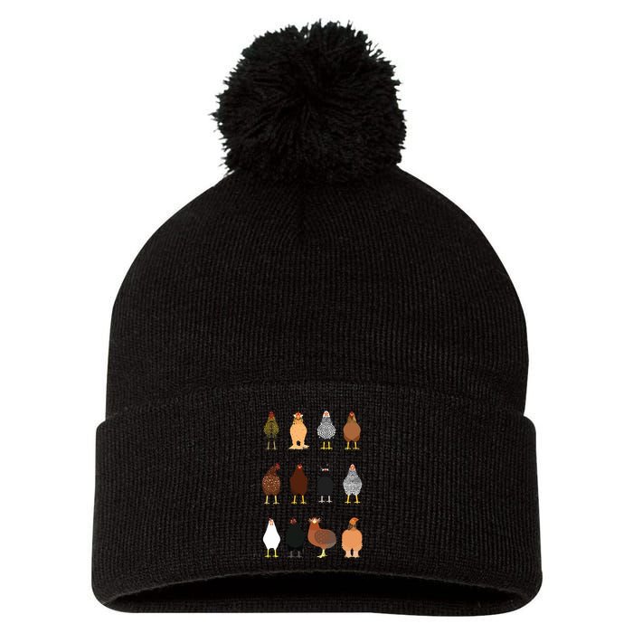 Cute Chicken Breeds Funny Chicken Pom Pom 12in Knit Beanie