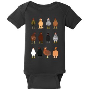 Cute Chicken Breeds Funny Chicken Baby Bodysuit