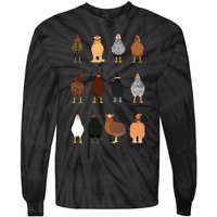 Cute Chicken Breeds Funny Chicken Tie-Dye Long Sleeve Shirt