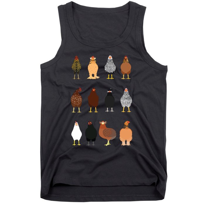 Cute Chicken Breeds Funny Chicken Tank Top