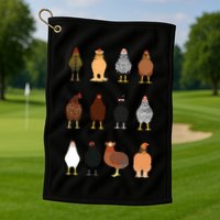 Cute Chicken Breeds Funny Chicken Golf Towel
