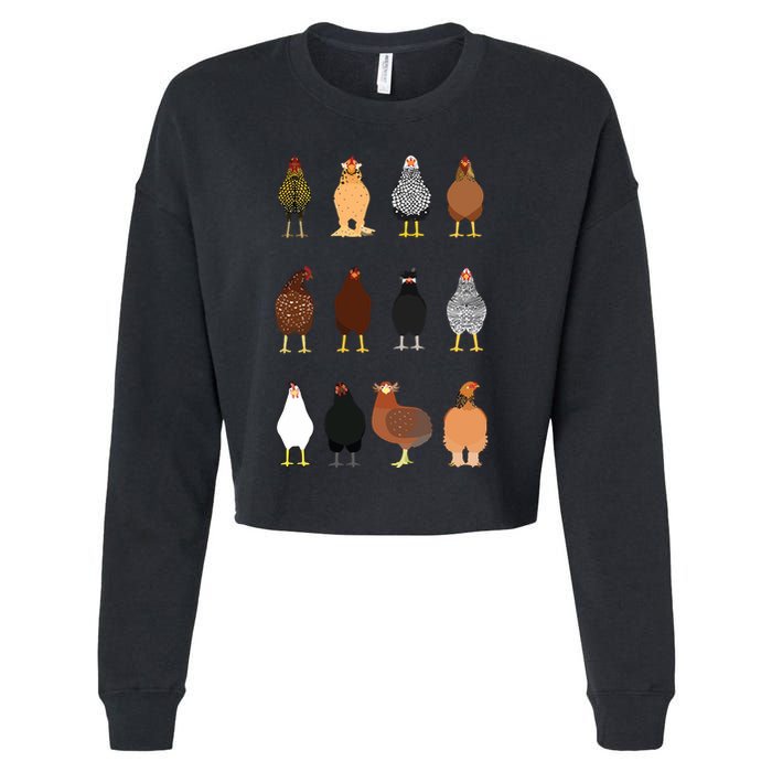 Cute Chicken Breeds Funny Chicken Cropped Pullover Crew