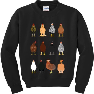 Cute Chicken Breeds Funny Chicken Kids Sweatshirt