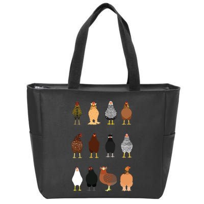 Cute Chicken Breeds Funny Chicken Zip Tote Bag