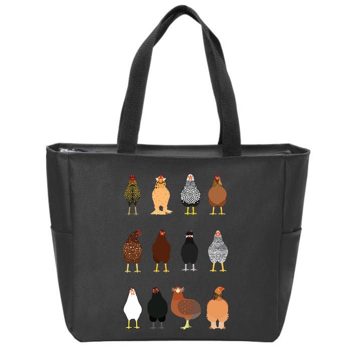 Cute Chicken Breeds Funny Chicken Zip Tote Bag