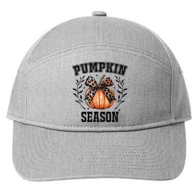 Cute Coquette Bows Pumpkin Season Happy Autumn Fall Leopard 7-Panel Snapback Hat