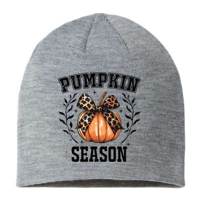 Cute Coquette Bows Pumpkin Season Happy Autumn Fall Leopard Sustainable Beanie