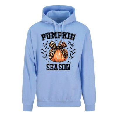 Cute Coquette Bows Pumpkin Season Happy Autumn Fall Leopard Unisex Surf Hoodie