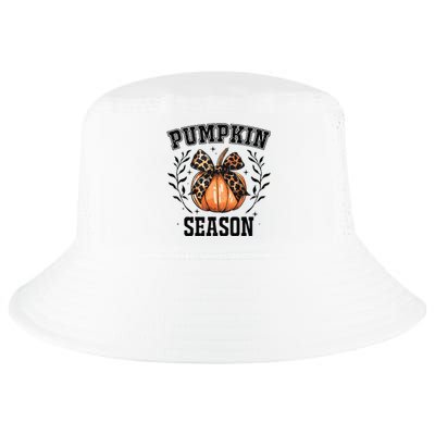 Cute Coquette Bows Pumpkin Season Happy Autumn Fall Leopard Cool Comfort Performance Bucket Hat