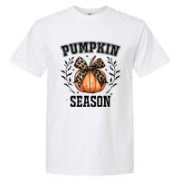 Cute Coquette Bows Pumpkin Season Happy Autumn Fall Leopard Garment-Dyed Heavyweight T-Shirt