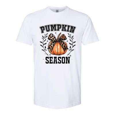 Cute Coquette Bows Pumpkin Season Happy Autumn Fall Leopard Softstyle CVC T-Shirt