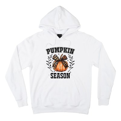 Cute Coquette Bows Pumpkin Season Happy Autumn Fall Leopard Hoodie