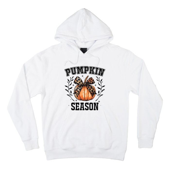 Cute Coquette Bows Pumpkin Season Happy Autumn Fall Leopard Hoodie