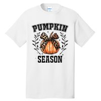 Cute Coquette Bows Pumpkin Season Happy Autumn Fall Leopard Tall T-Shirt