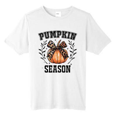 Cute Coquette Bows Pumpkin Season Happy Autumn Fall Leopard Tall Fusion ChromaSoft Performance T-Shirt