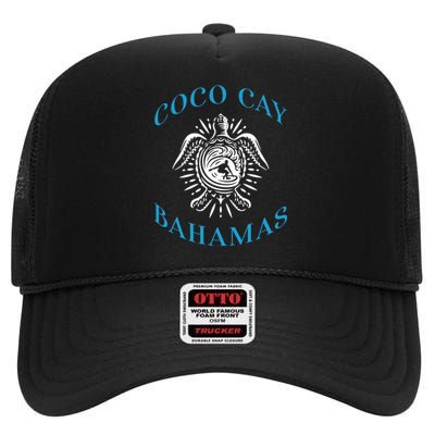 Coco Cay Bahamas Sea Turtle Surfing Vacation Souvenir High Crown Mesh Back Trucker Hat