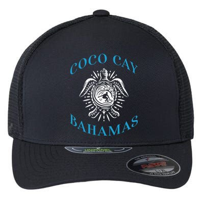 Coco Cay Bahamas Sea Turtle Surfing Vacation Souvenir Flexfit Unipanel Trucker Cap