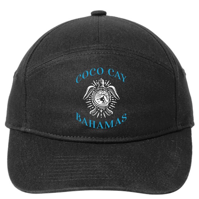 Coco Cay Bahamas Sea Turtle Surfing Vacation Souvenir 7-Panel Snapback Hat