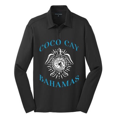 Coco Cay Bahamas Sea Turtle Surfing Vacation Souvenir Silk Touch Performance Long Sleeve Polo