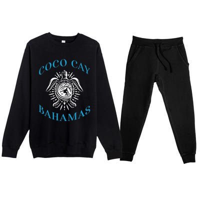 Coco Cay Bahamas Sea Turtle Surfing Vacation Souvenir Premium Crewneck Sweatsuit Set