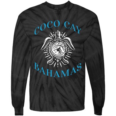 Coco Cay Bahamas Sea Turtle Surfing Vacation Souvenir Tie-Dye Long Sleeve Shirt