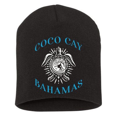 Coco Cay Bahamas Sea Turtle Surfing Vacation Souvenir Short Acrylic Beanie