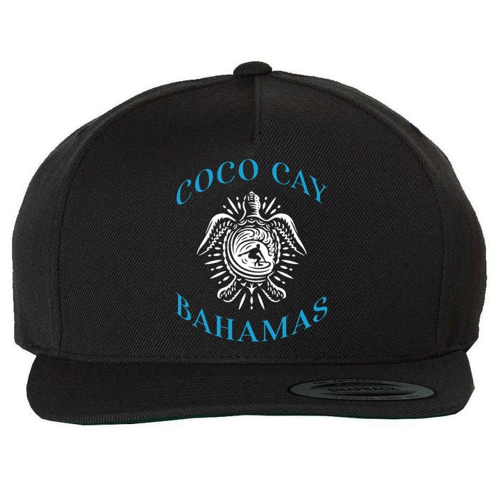 Coco Cay Bahamas Sea Turtle Surfing Vacation Souvenir Wool Snapback Cap