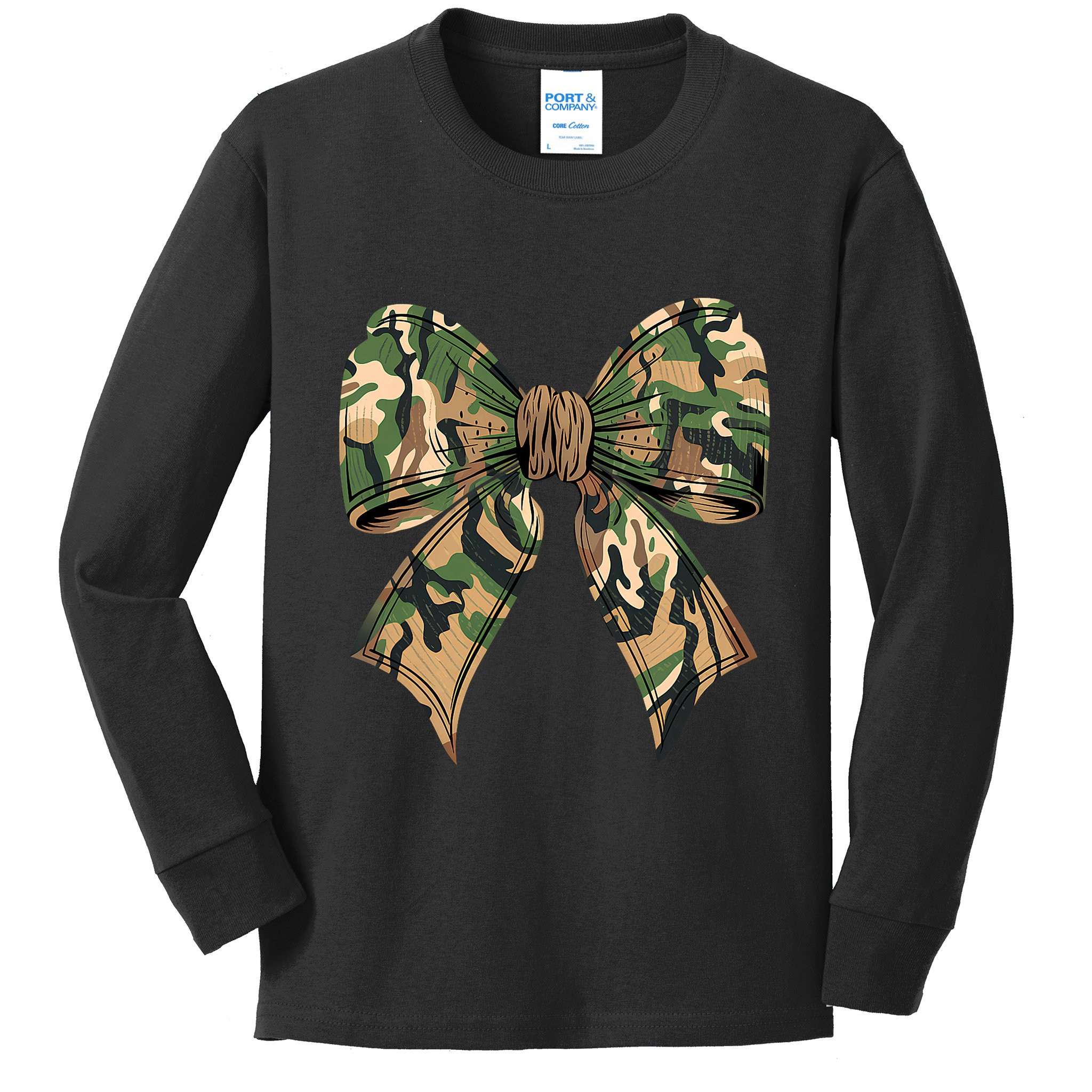 Camo Coquette Bow Hunting Camouflage Old Hunter Kids Long Sleeve Shirt